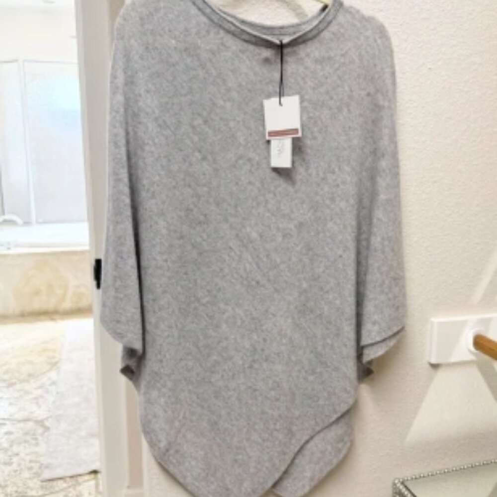 NEW RACHEL ZOE 100% 2 Ply Cashmere Poncho Gray One Size NWT